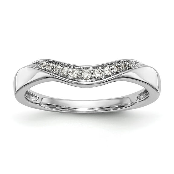 14k White Gold Round Diamond Wedding Band 3mm Contour Anniversary Ring 0.08 Ct.