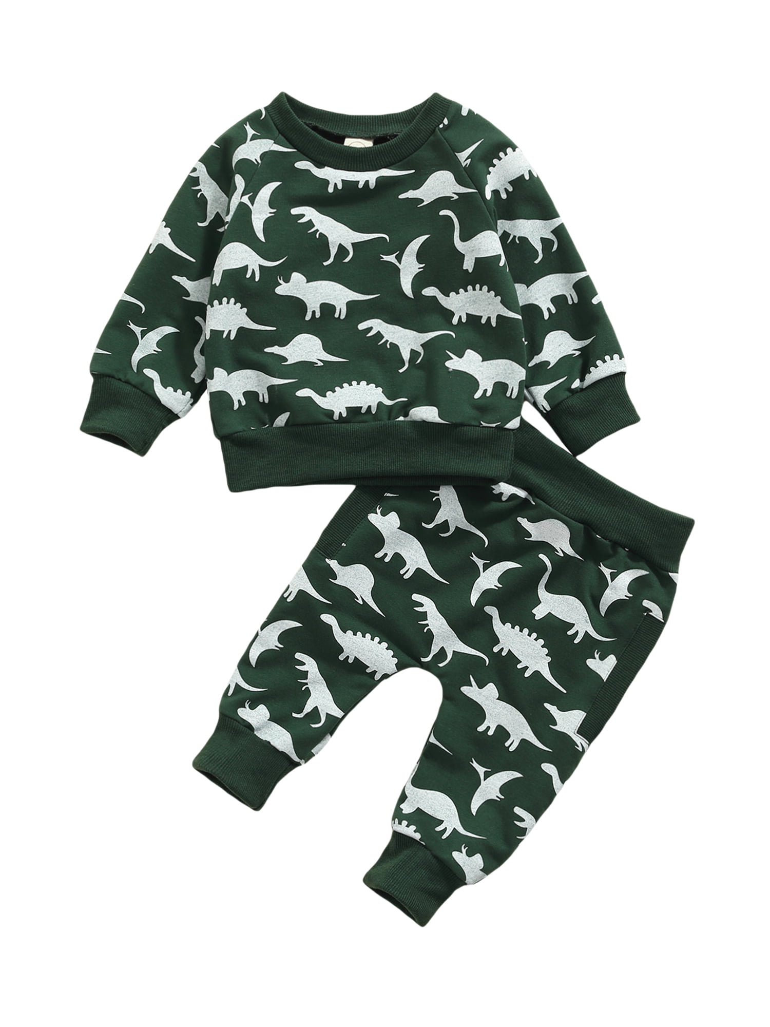 Baby Kid Boy Girl Dinosaur Print Pajamas Set Outfit Casual Tops Pants Clothes 