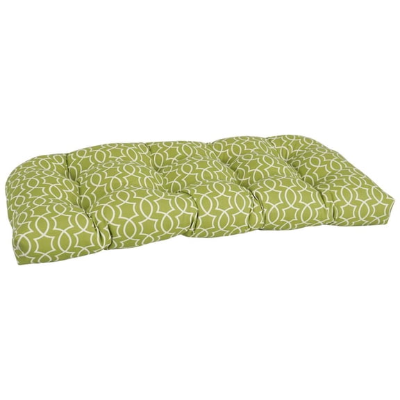 Blazing Needles Rounded Back Tufted Outdoor Loveseat Cushion, 42 x 19, Titan Kiwi