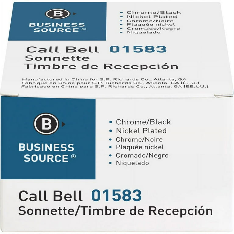 Business Source Nickel Plated Call Bell - Nickel Plated - , Chromed - Steel - Silver, Black Color Business Source Nickel Plated Call Bell - Nickel Plated - , Chromed - Steel - Silver, Black Color