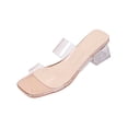 thumbnail image 2 of DIVVce Clear Strap Block Heel Mules For Women Square Toe Slip On Comfort Evening Casual Footwear, 2 of 8