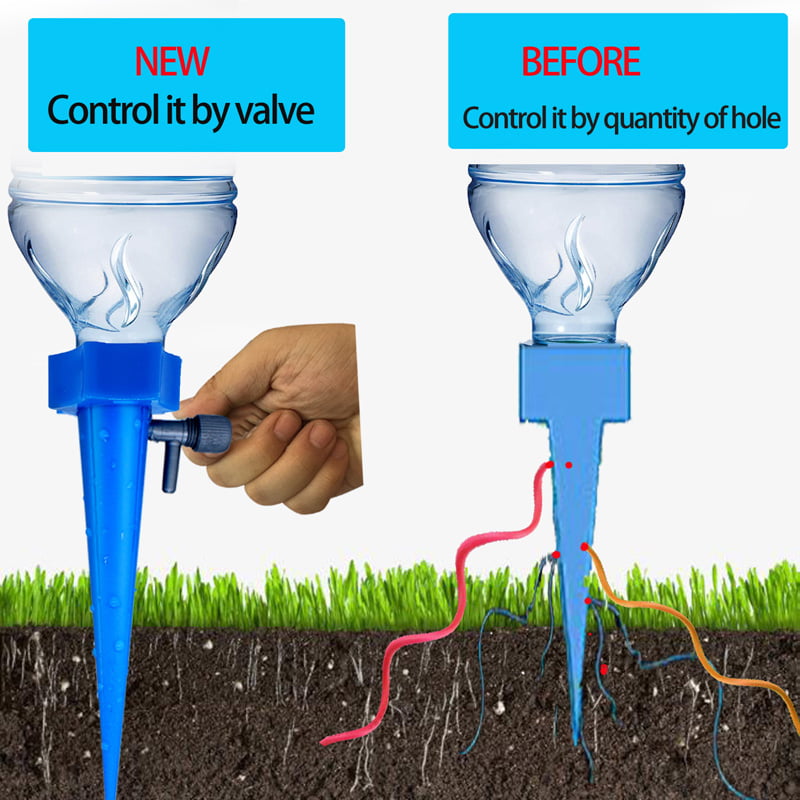 12 PCS Upgrade Slow Release Control Valve Switch Essieny Plant Self Watering Spikes Automatic Indoor Outdoor Garden Plants Drip Irrigation Spike Devices Suitable for All Bottles 