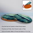 thumbnail image 4 of Whale Set of 6 Round Microfiber Leather Coasters, 11x11 cm/4.3x4.3 inch Drink Coasters for Table Home Decor, 4 of 6