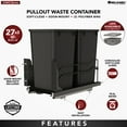 thumbnail image 4 of Rev-A-Shelf 27 Qt Double Pullout Waste Container Trash Can Bins, Black, 53WC-1527SCDM-218, 4 of 12