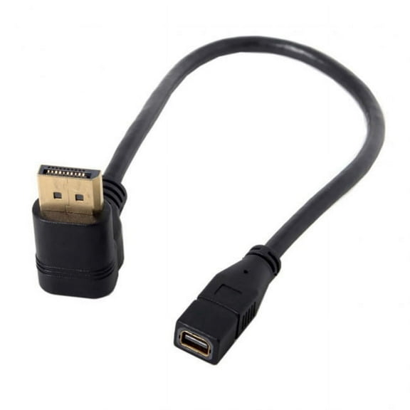 FVH Up Angled DP DisplayPort 90 Degree to Mini DP DisplayPort Female Cable for Displays Monitors