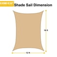 thumbnail image 2 of Rectangular Sun Shade Sail 12 x 16 Ft UV Block Fabric Beige Tan, 2 of 4