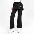 thumbnail image 4 of Mifsaly Girls Skirted Flare Pants Elastic Waist Straight Leg Skort Trousers Kids Cute Casual Bell Bottom Pant with Pockets, 4 of 8