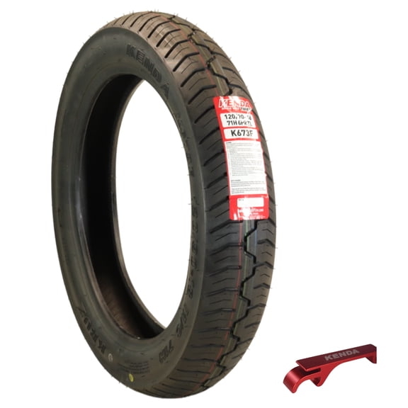 Kenda Kruz K673 120/90-18 (71H) Front Motorcycle Tire - Bias Ply, Tubeless, DOT Approved, High-Mileage Cruiser Tire with Excellent Wet Grip and Stability, Includes Kenda Keychain