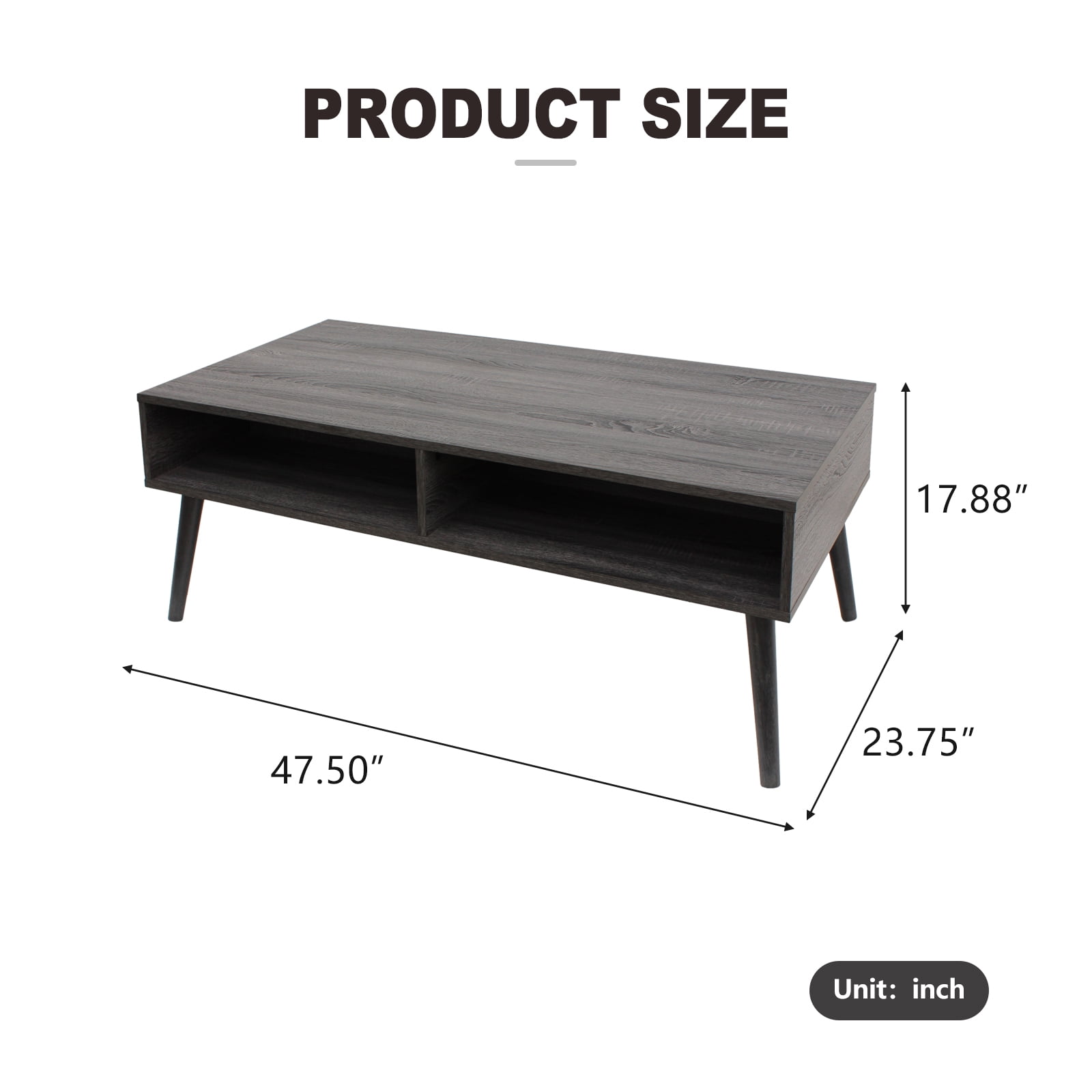 Kadyn Faux Wood Overlay Coffee Table, Mid Century Coffee Table with Storage Space, Modern Fiberboard Coffee Table for Bedroom, Plaid Grey Oak Kadyn Faux Wood Overlay Coffee Table, Mid Century Coffee Table with Storage Space, Modern Fiberboard Coffee Table for Bedroom, Plaid Grey Oak
