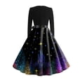 thumbnail image 5 of Women's Casual Fashion Long Sleeve Christmas Graphic Printed Vintage Dress with V Neck for Retro Style and Holiday Parties, Ideal for Women's Casual Wear,Blue,S, 5 of 6