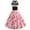 Pink Flower, variant on IBTOM CASTLE Women Vintage 50's 60's Rockabilly Audrey Hepburn Tea Dress Halter Polka Dot Wedding Cocktail 1950s Party Swing Short Gown 2XL Hot Pink