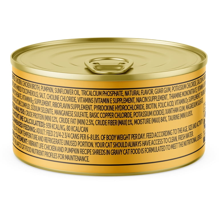 Vibrant Life Chicken & Pumpkin Shreds Wet Cat Food, 3 oz Can