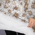thumbnail image 3 of Oversized Wearable Blanket Hoodie,Beige Daisy Pattern Sherpa Blanket Hoodie with Super Pockets,Super Warm Fuzzy Pullover for Women & Men, 3 of 6