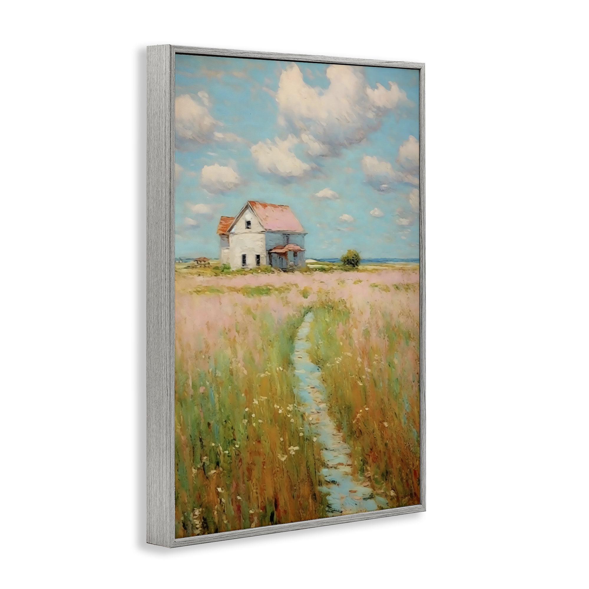 Stupell Industries House in Field of Flowers Gray Framed Giclee Art, design by Creative Studio