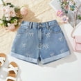 thumbnail image 2 of Glisme Girls Shorts Summer Loose Fashion Personality Casual Thin Denim Shorts Lightweight And Breathable Light Blue Shorts Size 10-11 Years, 2 of 9