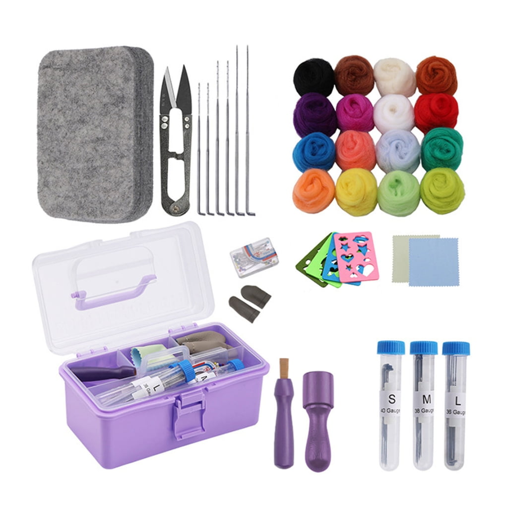 Needle Felting Starter Kits Needle Felting Set with Felting Tool Foam Mat Needle Felting Supplies for Home Decorations