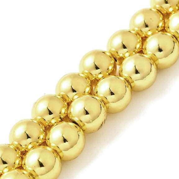 Electroplated Magnetic Hematite Beads Strands Grade AAA Round Golden Plated 6mm Hole: 1mm about 66pcs/strand 15.75 inch(40cm)