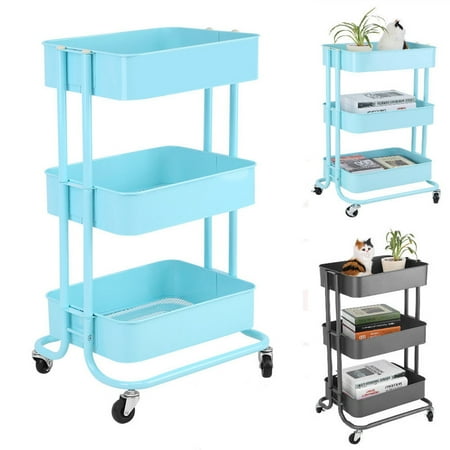 - 3-Tier Utility Service Cart Rolling Storage Shelves,Storage Rack Trolley Cart,Storage Utility Cart