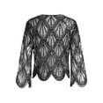 thumbnail image 5 of YEAHDOR Womens Hollow Lace Cardigan Long Sleeve Sequins Bolero Shrug Casual Shawl Black One Size, 5 of 5