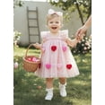 thumbnail image 4 of Jxzom Baby Girl Valentines Day Outfit Flying Sleeve Heart Decor Layered Tulle Romper Dress with Headband 1 3 6 9 12 18 Months Cute Valentines Clothes, 4 of 10