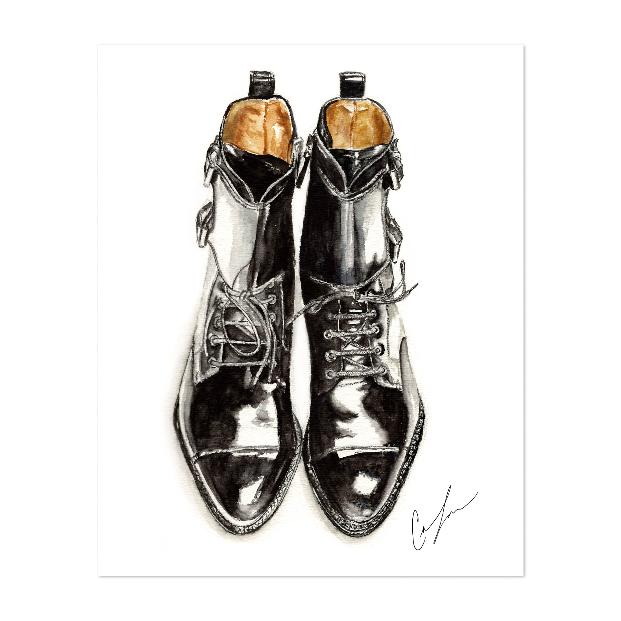 Black Boots Illustrations Hiking Nature Urban 24" Art Print/ Poster - Walmart.com