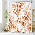 thumbnail image 2 of Orange Floral Shower Curtain, Modern Plants Botanical Fabric Cloth Shower Curtains for Rustic Vintage Bathroom Decor, Fall Watercolor Eucalyptus Leaf, 72x72, 2 of 6
