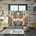 thumbnail image 4 of Yayeee Kitchen Curtains Light Filtering 27"x24" Rod Pocket Short Cafe Window Panel, Red Christmas Poinsettia, 4 of 7