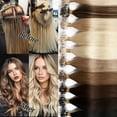 thumbnail image 5 of HAIRRO Micro Ring Hair Extensions Real Human Hair Balayage Ombre Natural Black 100% Human Hair Extensions Micro Links Hair Extensions Human Hair 20 inch 50g 1g/strand, 5 of 9
