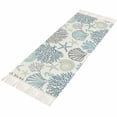 thumbnail image 4 of Blue Teal Coastal Kitchen Runner Rug 2'x4', Summer Beach Coral Shell Starfish Washable Rug with Tassels, Non Slip Woven Cotton Bathroom Rugs Hallway Carpet for Foyer Bedroom Entry Back Door Decor, 4 of 9