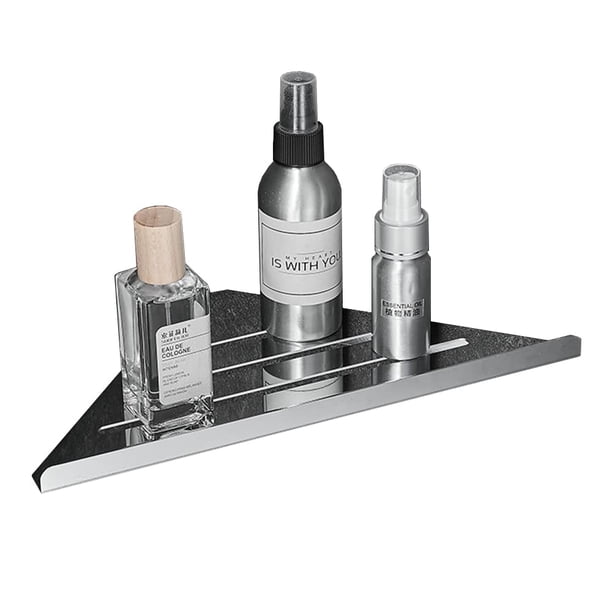 Estante de ducha cromado de 30 cm, sin perforaciones, estante de esquina para baño, autoadhesivo, estante de ducha de acero inoxidable SUS304, estante de baño montado en la pared para baño y cocina