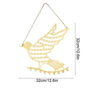 Bird Shaped Wall Mount Jewelry Organizer, Decorative Metal Display Rack for Necklaces and Earrings, Space Saving Vanity Storage, Chic Bedroom or Bathroom Decor, Great Gift for Fashion Lovers