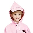 thumbnail image 5 of Boys Girls Rain Coat Waterproof Long Sleeved Hooded Fashionable Packable Rain Jacket School Toddler Clothing Rainwear Pink 2-6 Years, 5 of 6