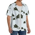 thumbnail image 2 of Uemuo Sea Turtle Pattern Cotton Linen Short Sleeve Shirts,Casual Lightweight Button Down Shirts,Vacation Beach Summer Tops-XX-Large, 2 of 7