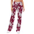 thumbnail image 2 of White Roses Red Background Seamless Pattern Women's Wide Leg Lounge High Waisted Loose Work Casual Outfits Trousers, 2 of 8