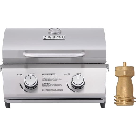 WLTERTabletop Propane Gas Grill for Outdoor Portable Camping Cooking with 1 Pound Tank Adapter(2 items)