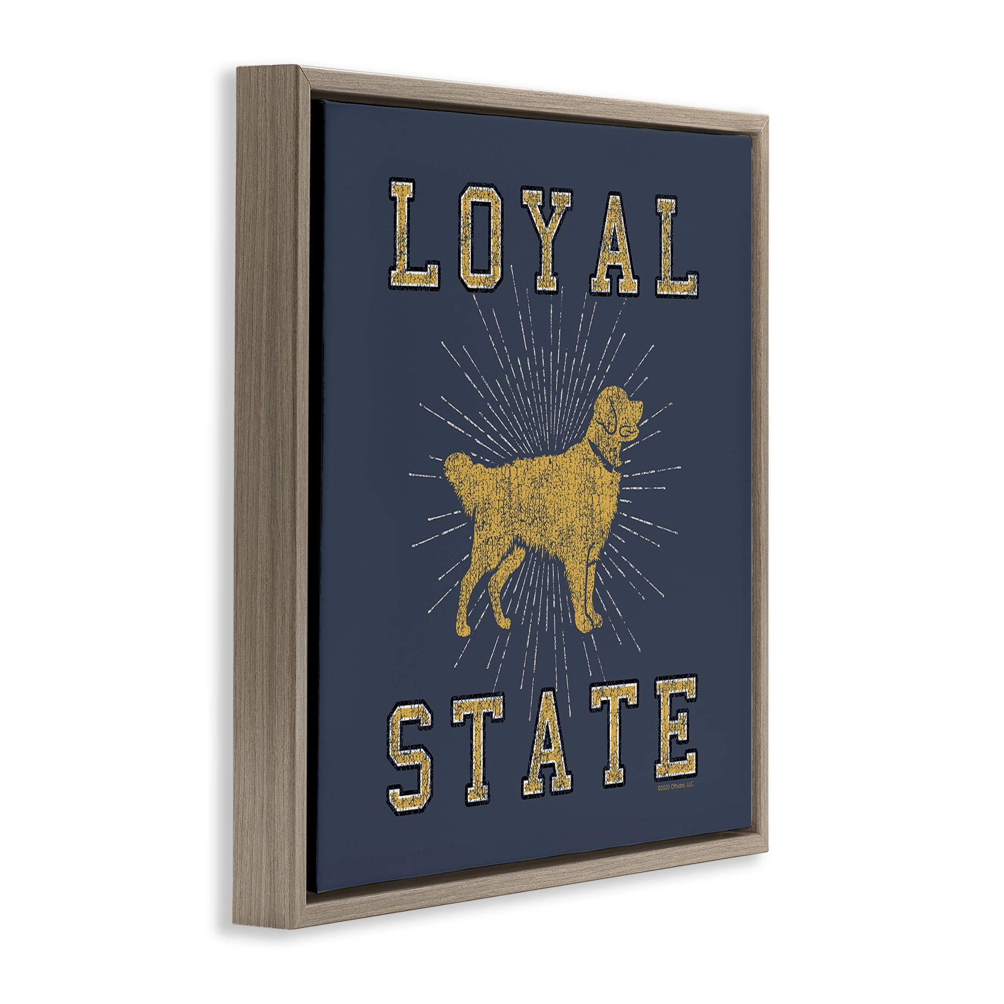Stupell Industries Varsity Loyal State Novelty & Humor Painting Brown Floater Framed Canvas Art Print Wall Art, 25 x 25