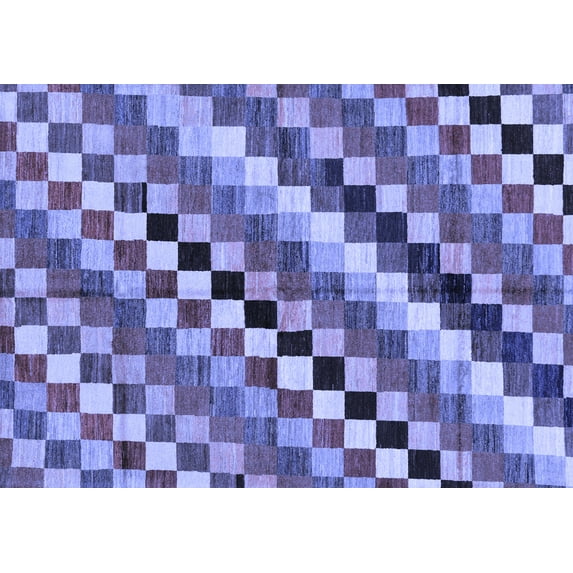 Ahgly Company Indoor Rectangle Checkered Blue Modern Area Rugs, 3' x 5'