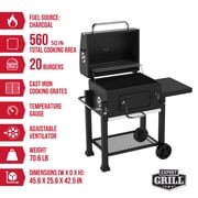 Expert Grill Charcoal Grill, 24 Inch Heavy Duty Charcoal Grill with Wheels, Black