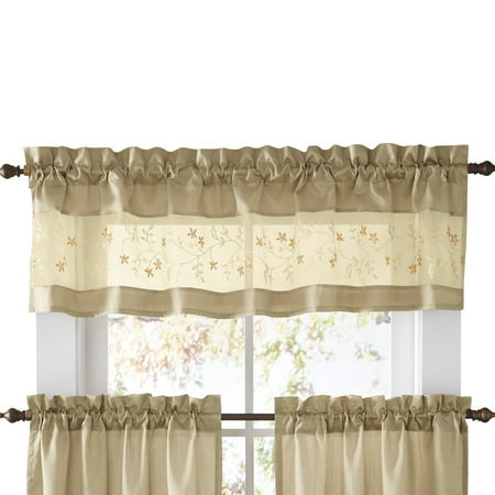Embroidered Vines Fairfield Rod Pocket Kitchen Cafe Curtain Valance Embroidered Vines Fairfield Rod Pocket Kitchen Cafe Curtain Valance Taupe