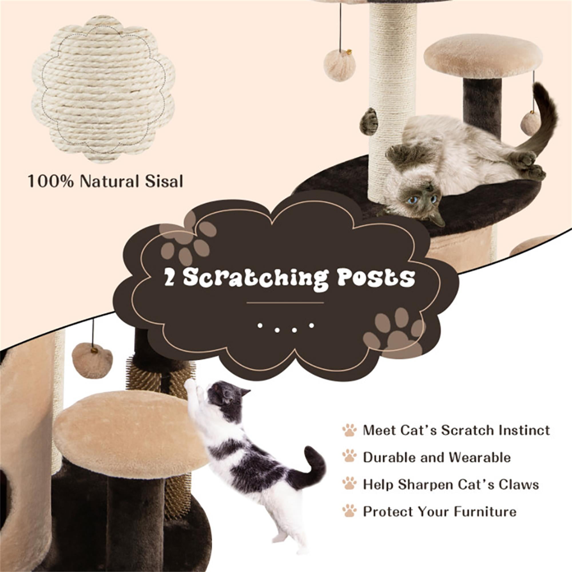 Kadyn 40" Cat Tree for Indoor Cats, Plush Cat Tower with 2-Tier Cat-Hole Condo, Perch and Sisal for Kittens, Brown