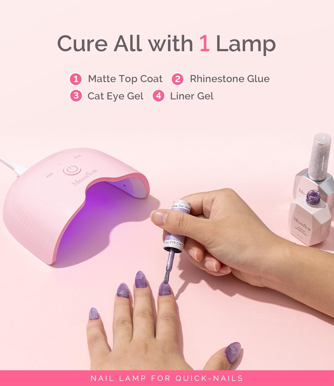 MelodySusie Pocket-Sized LED UV Nail Lamp, 6W for Soft Gels, Semi