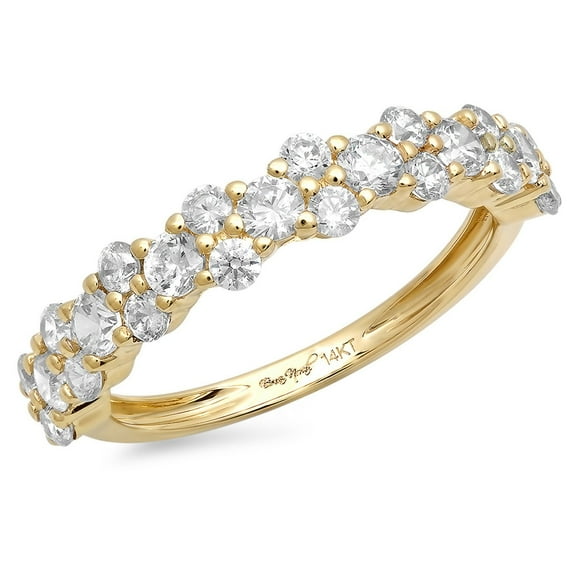 0.98 ctw Wedding Band for Women - 18K Yellow Gold Moissanite Stackable Eternity Ring