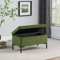 thumbnail image 3 of HomePop Medium Storage Bench with Metal Legs, 32"W x 16.5"D x 17.5"H, Green Velvet, 3 of 12