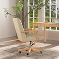 thumbnail image 4 of Pemberly Row High Back Executive Home Office Chair Neutral Cream Beige & Wood, 4 of 10