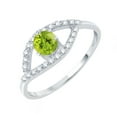 thumbnail image 2 of Sterling Silver with Natural Peridot and White Zircon Evil Eye Ring, 2 of 3