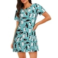 thumbnail image 1 of Easygdp Penguins Camisón de manga corta para mujer, informal, estampado, 1 of 6