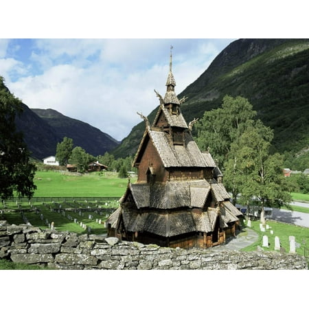 Best Preserved 12th Century Stave Church in Norway, Borgund Stave Church, Western Fjords, Norway Print Wall Art By Gavin