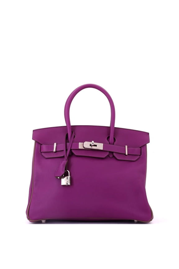 Pre-Owned Birkin Handbag Bicolor Swift with Palladium Hardware 30 By Rebag