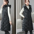 thumbnail image 6 of Fartey Womens Long Puffer Vest Winter Casual Sleeveless Full Zip Hooded Puffer Jacket Lightweight Solid Color Quilted Jacket Down Coats with Pockets M, 6 of 9
