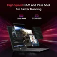 thumbnail image 5 of 15.6" IPS FHD Gaming Laptop 8 Cores AMD Ryzen 7 6800H(Beat Intel i7-12700H, Up to 4.7GHz) 16GB DDR5 RAM 512GB SSD AMD Radeon 680M GPU-Computer 100W Type-C Backlit Keyboard Fingerprint Black, 5 of 7